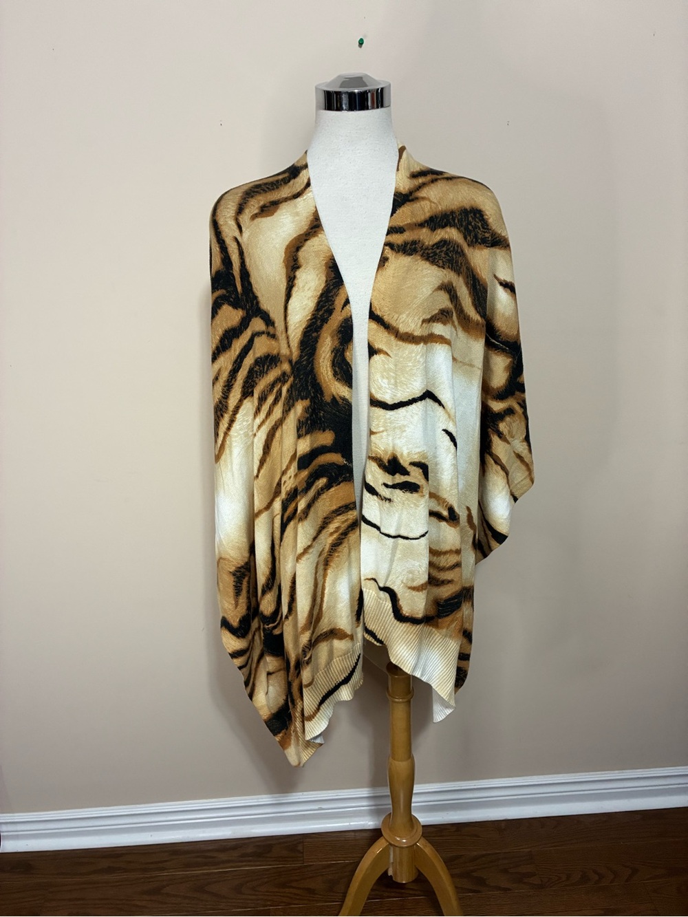 Chico's Tiger-Print Open Front Shawl - Brown & Black